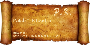 Pakó Klaudia névjegykártya